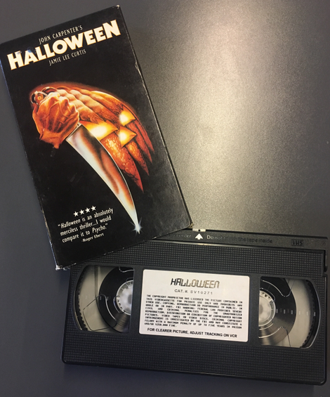 The AVC’s office copy of Halloween on VHS. (It’s the full-screen 1997 Anchor Bay version, if you’re wondering.)